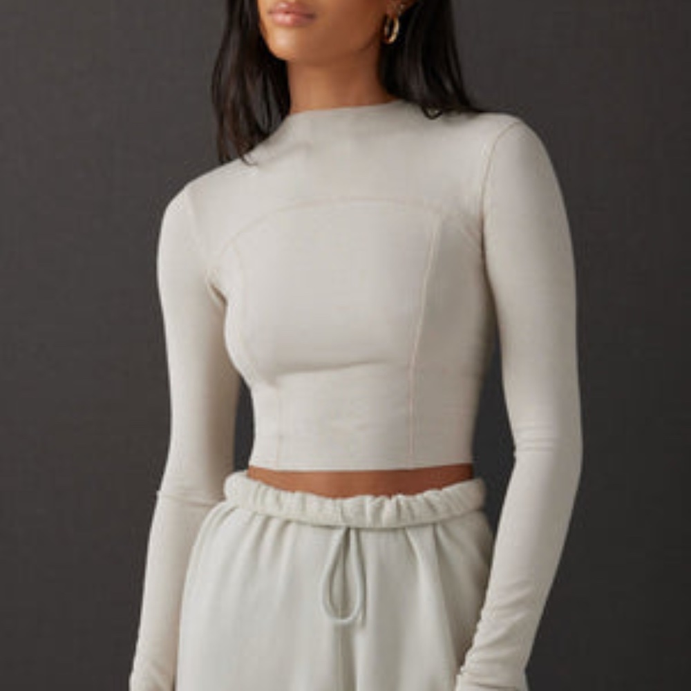 Joah Brown Contrast Stitch Long Sleeve Top